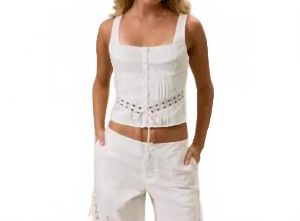 NEW LE LIS lucy pintuck and lace trim top in white